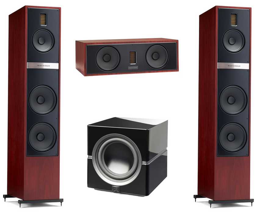 Martin Logan Motion 60XTi Floorstanding Speakers Pair with Motion 50XTi Center Speaker and Dynamo 10 Powered 10" Subwoofer Bundle - Safe and Sound HQ